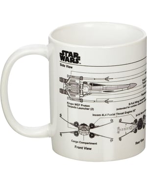 Star Wars - Kaffeebecher "X-Wing Fighter", Skizze (Weiß/Schwarz)