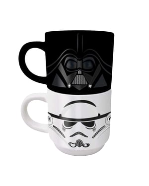Star Wars - "Empire Helmets" Kaffeebecher-Set, Stapelbar (2er-Pack) (Schwarz/Weiß)