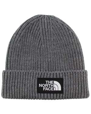 The North Face Logo Box Beanie mit Umschlag in Grau