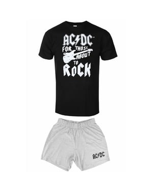 AC/DC - "For Those About to Rock" Schlafanzug mit Shorts für Herren/Damen Unisex (Schwarz/Grau)