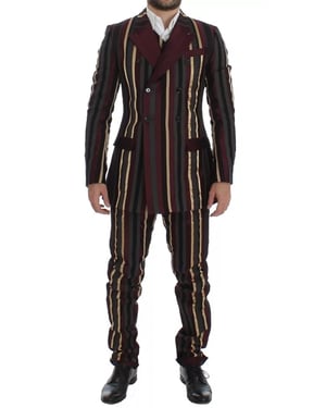 Gestreifter Anzug mit mehreren Farben, doppelt knopfgeschlossener Blazer
