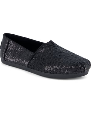 TOMS Alpargata Pailletten Textil Damen Schwarze Espadrilles