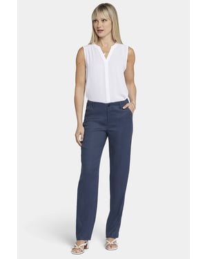 Marilyn Gerade Hose aus Stretch-Leinen | Oxford Marineblau