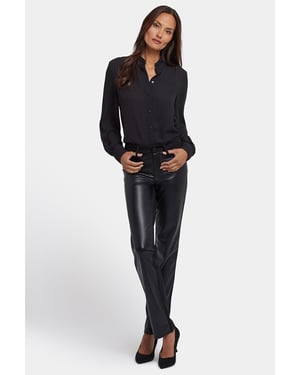 Veganer Stretch Sculpt-Her™ Leder Marilyn Straight Pants | Schwarz