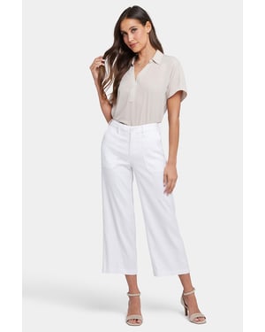 Weite Cargo Capri-Hose aus Stretch-Leinen | Optisches Weiß