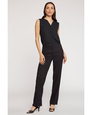 Marilyn Gerade Hose aus Stretch-Leinen | Schwarz