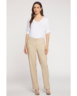 Marilyn Hose Beige Stretch-Leinen | Strohfaser