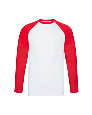 Fruit of the Loom - T-Shirt für Herren/Damen Unisex - Baseball Langärmlig (Weiß/Rot)