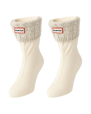 Hunter Recycled 6-Stich Kabelkurze weiße Stiefelsocken