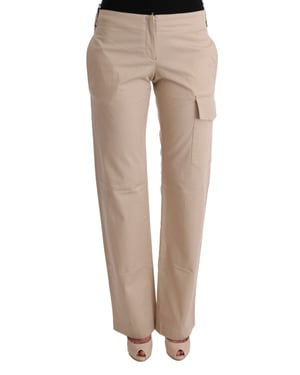 Beige Gerade geschnittene Freizeit-Hose