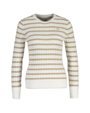 Gant Stretch Cotton Cable Stripe C-Neck Strickpullover