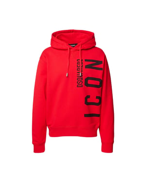 Dsquared2 Roter Hoodie Größe L Schwarzes Icon-logo