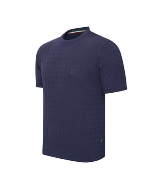 Cappuccino Italia Loreto Cable Knit Tee Blau