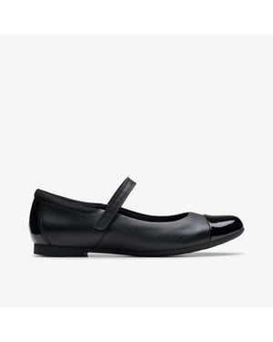 Scala Gem Jugend schwarze Lederschuhe