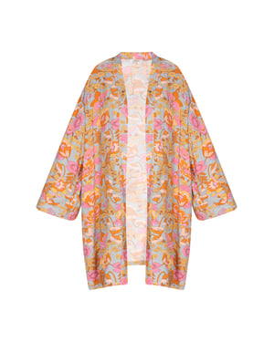 usha Kimono Frauen steingrau mehrfarbig