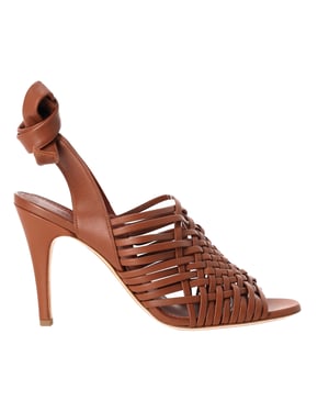 Loro Piana Kristin Sandalen mit gewebtem Knöchelriemen aus braunem Leder