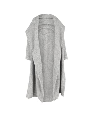 Max Mara Langer Offener Mantel aus grauer Wolle