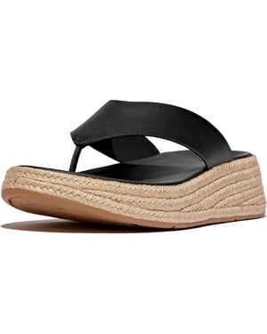 Fitflop F-Mode Zehentrenner Leder Herren Schwarz Clogs