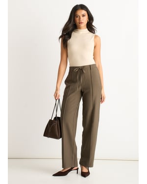 Marl Grey Drawstring Elastic back Tailoring Trousers