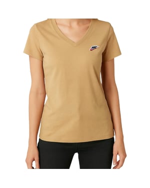 Beigefarbenes Nike-t-shirt Mit V-ausschnitt