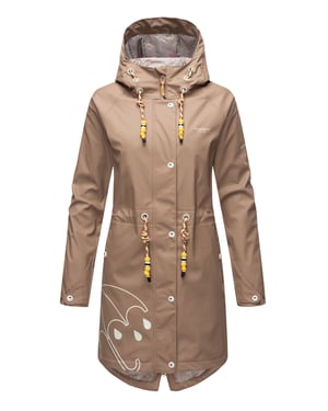 Navahoo Damen-Regenjacke „Dancing Umbrella“ mit Kapuze, wasserdicht - Beige