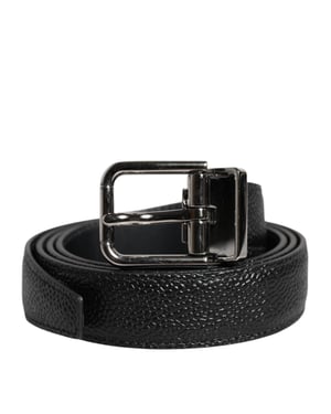 Dolce & Gabbana Schwarzer Kalbsleder Klassischer Metallverschluss Gürtel
