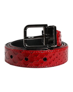 Dolce & Gabbana Roter Exotischer Leder Gürtel mit Messingmetallschnalle