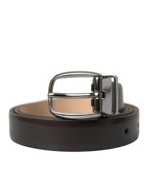 Dolce & Gabbana Gürtel aus Leder mit silberner Metallschnalle - Braun