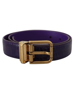 Dolce & Gabbana Lila Exotischer Leder Gürtel mit Gold-Metall-Schnalle