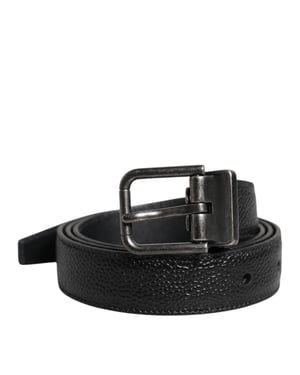 Dolce & Gabbana Schwarzer Kalbsleder Gürtel mit klassischer Metallschließe