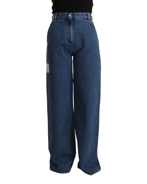 GCDS Blaue Baumwoll-Hochtaillierte Weite Jeans mit Bootcut
