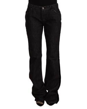 GF Ferre Schwarze Mittlere Taille Baumwoll-Denim Gerade Bootcut Jeans