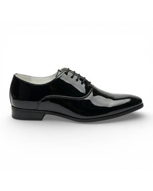 Schwarze Herren-Oxford-Brogues aus Lackleder