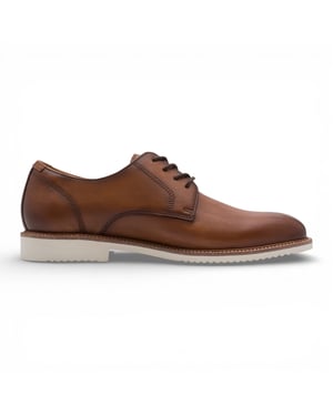 Tamaris Herren-Derbyschuhe aus cognacbraunem Leder mit schlichter Zehenpartie