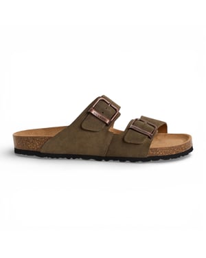 Tamaris Herren-Sandalen aus olivgrünem Leder mit Fußbett