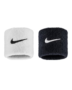 Nike - "Classic" Schweißband, Swoosh (2er-Pack) (Schwarz/Weiß)