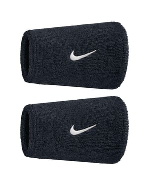 Nike - "Classic" Armband, Doppelbreit, Swoosh (2er-Pack) (Schwarz/Weiß)