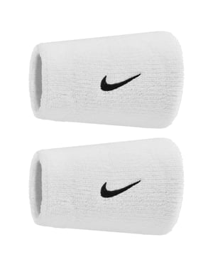 Nike - "Classic" Armband, Doppelbreit, Swoosh (2er-Pack) (Weiß/Schwarz)