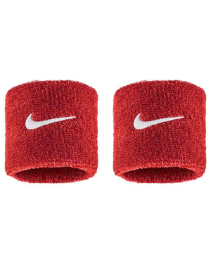 Nike - "Classic" Armband, Swoosh (2er-Pack) (Rot/Weiß)