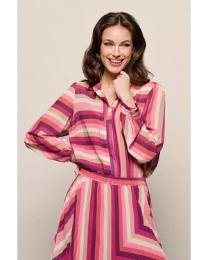 Ines bedruckte Bluse Hellbeere / Mehrfarbig