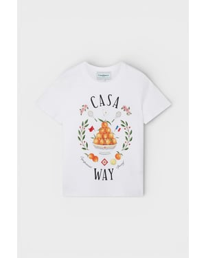 Casablanca Casa Way Damen T-Shirt, tailliert, mit Print - Weiß