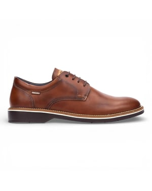 Pikolinos Herren-Schnürschuhe aus braunem Leder, Derby-Stil, Komfortschuh - Bordeauxrot