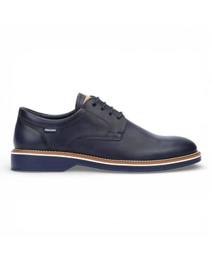 Pikolinos Herren-Schnürschuhe aus blauem Leder, Derby-Stil, Komfortschuh - Bordeauxrot
