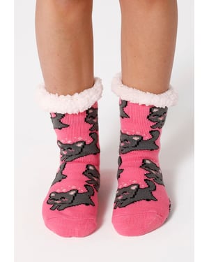 "Happy Kitten" Sherpa-Socken