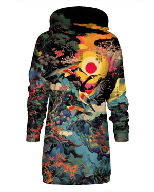 "Japanese Heron" Oversize Hoodie-Kleid