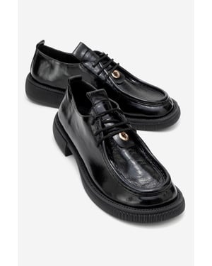 Band Leder Schnürung Loafer Damen