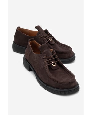Band Leder Schnürung Loafer Damen