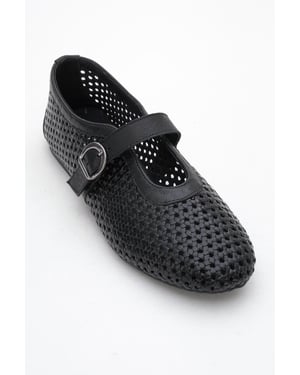 MIRELLA Geflochten Leder Ballerinas Damen