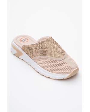 GLEA Mesh Strass Pantoletten Damen