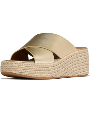 Fitflop Plattform Leder Damen Sandalen Platino